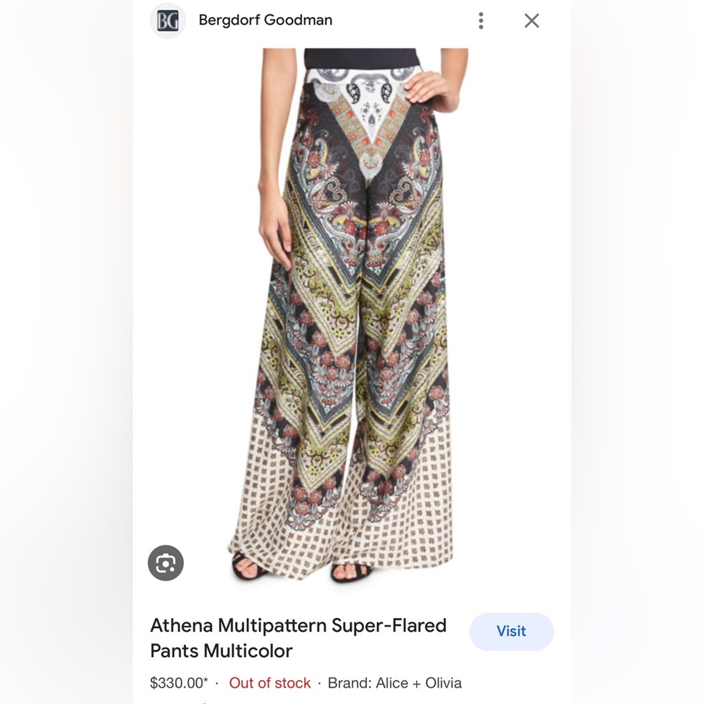 Gorgeous Alice + Olivia satin/silk high waisted pallazzo pant size 0